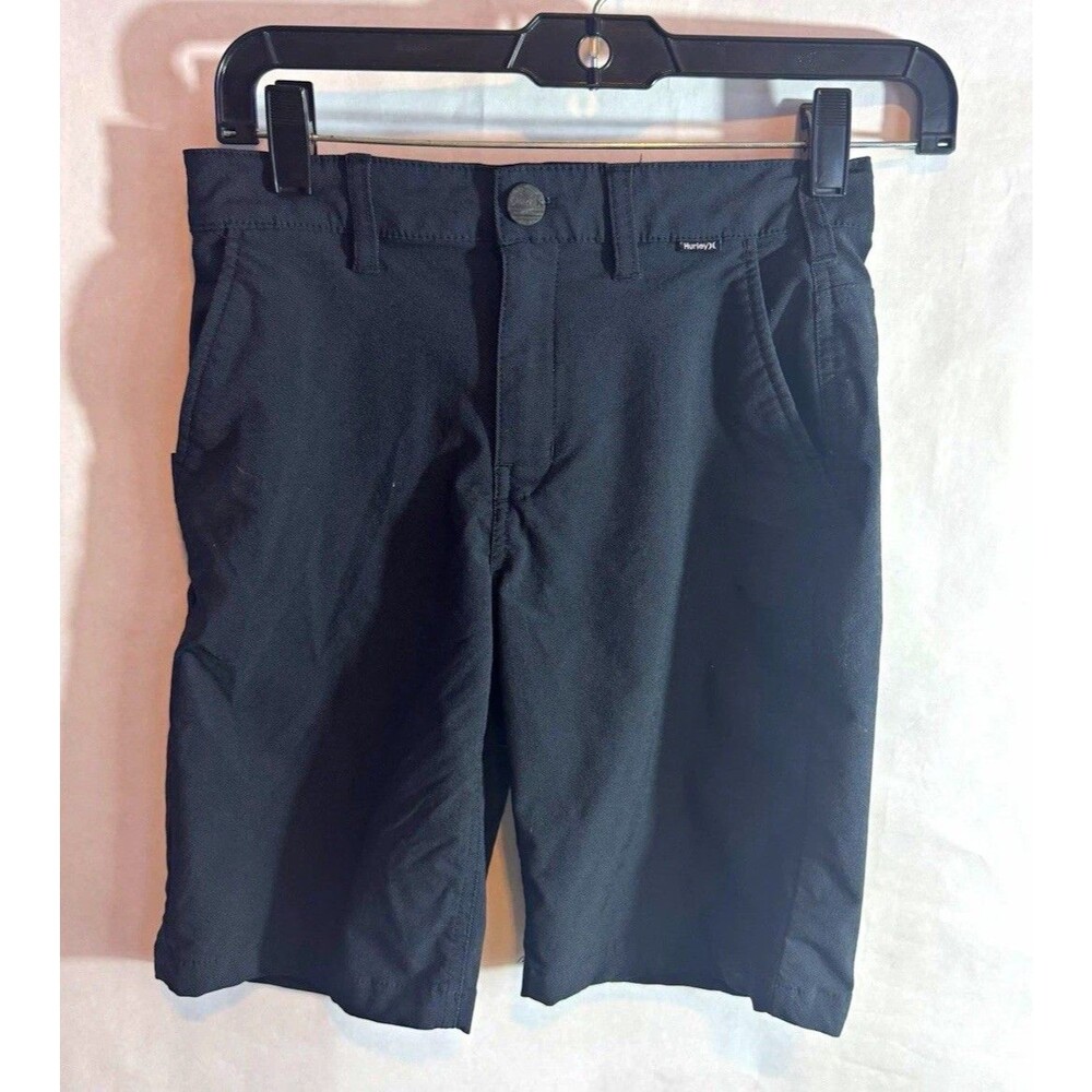 Hurley Boys Black Chino Shorts 12 Polyester Twill Regular School Pockets